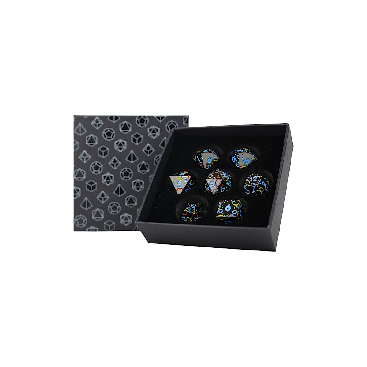 LPG Dice Metal RPG Set Inscripted Bubbles Neon