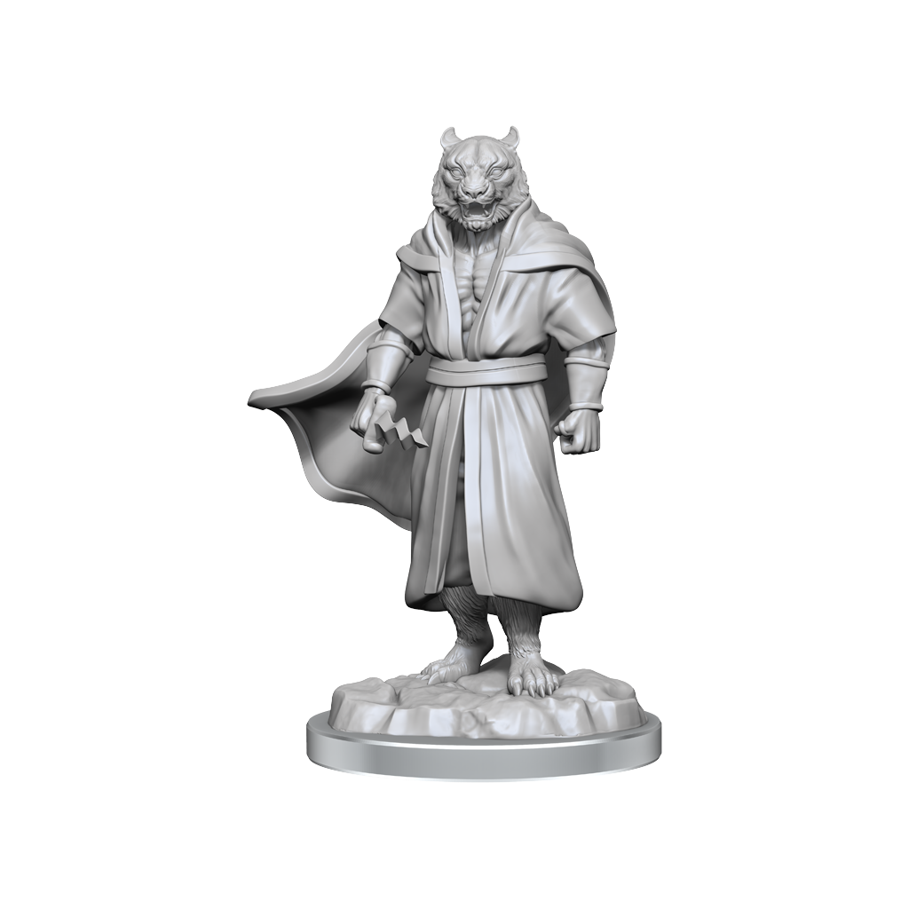 Critical Role Unpainted Miniatures Male Human Sorcerer Merchant & Tiger Demon
