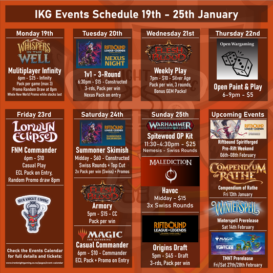 Events Schedule 19th - 25th January 2026