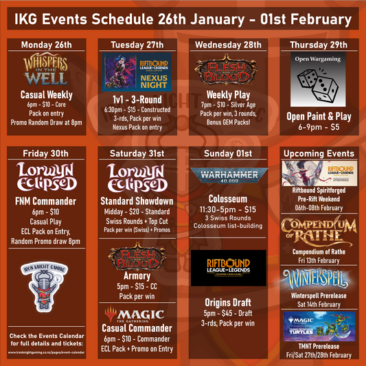 Events Schedule 26th January - 01st February 2026