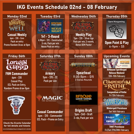 Events Schedule 02nd - 08 February 2026