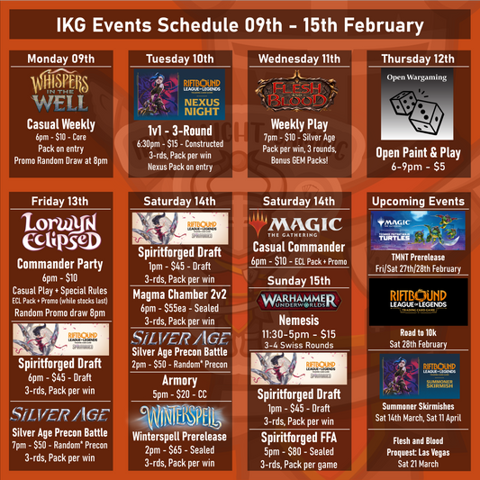 Events Schedule 09th - 15th February