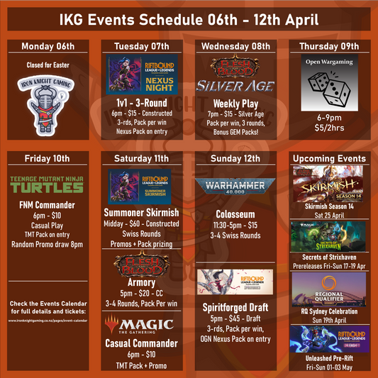 IKG Events Schedule 06th - 12th April 2026