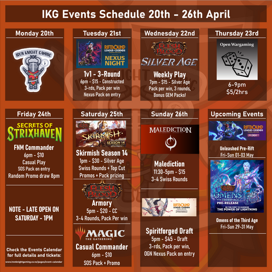 IKG Events Schedule 20th - 26th April