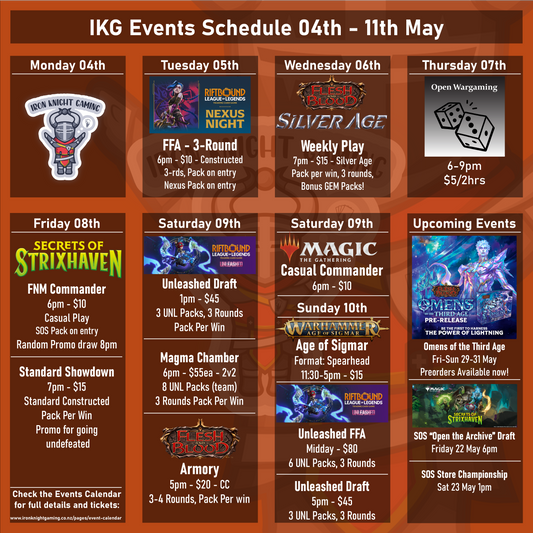 IKG Events Schedule 04th - 11th May 2026