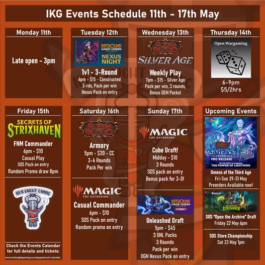 IKG Events Schedule 11th - 17th May