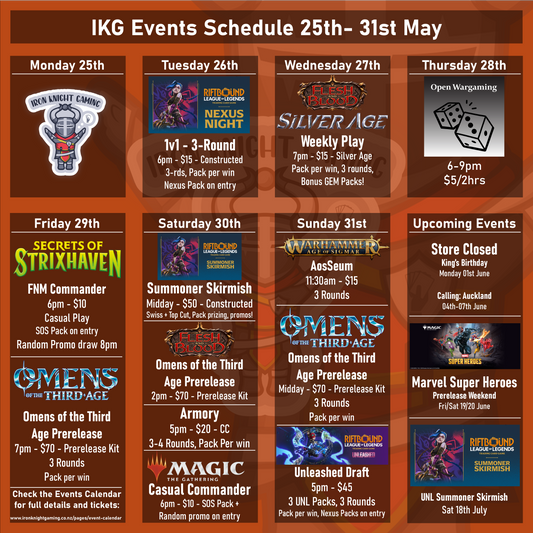 IKG Events Schedule 25th- 31st May 2026