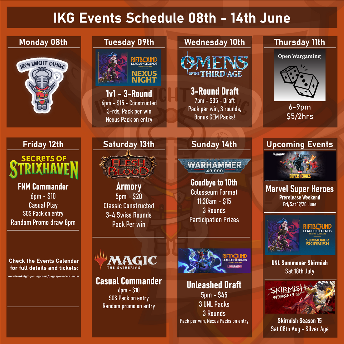 IKG Events Schedule 08th - 14th Jun 2026