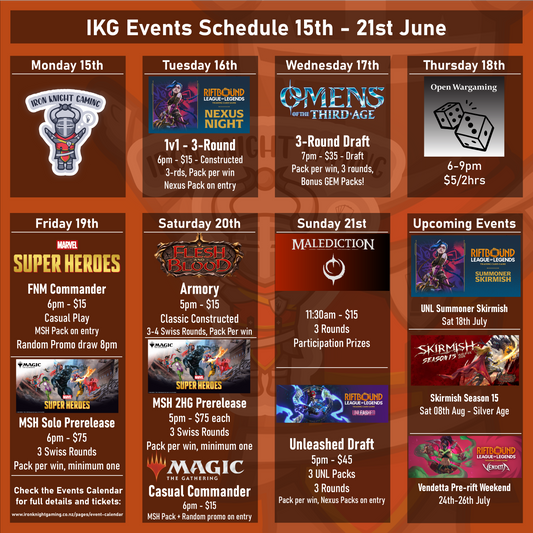 IKG Events Schedule 15th - 21st June
