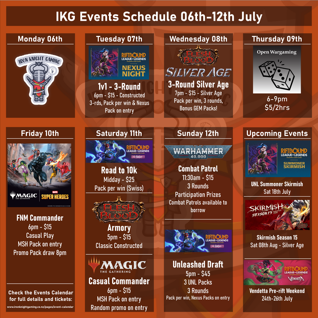 IKG Events Schedule 06th-12th July
