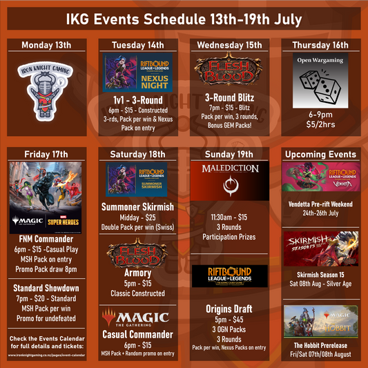 IKG Events Schedule 13th-19th July