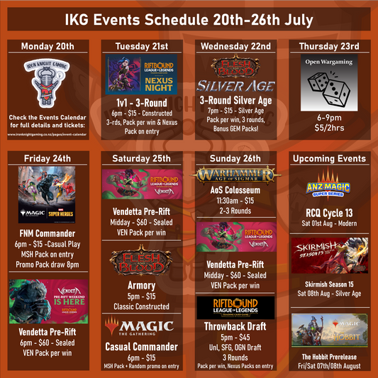 IKG Events Schedule 20th-26th July 2026