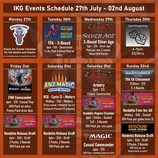 IKG Events Schedule 27th July - 02nd August