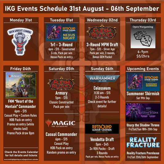 IKG Events Schedule 31st August - 06th September 2026
