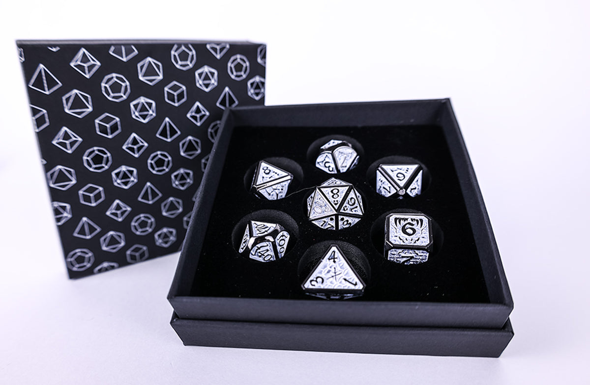 LPG Dice Metal RPG Set Draco Dark Light Blue/Silver