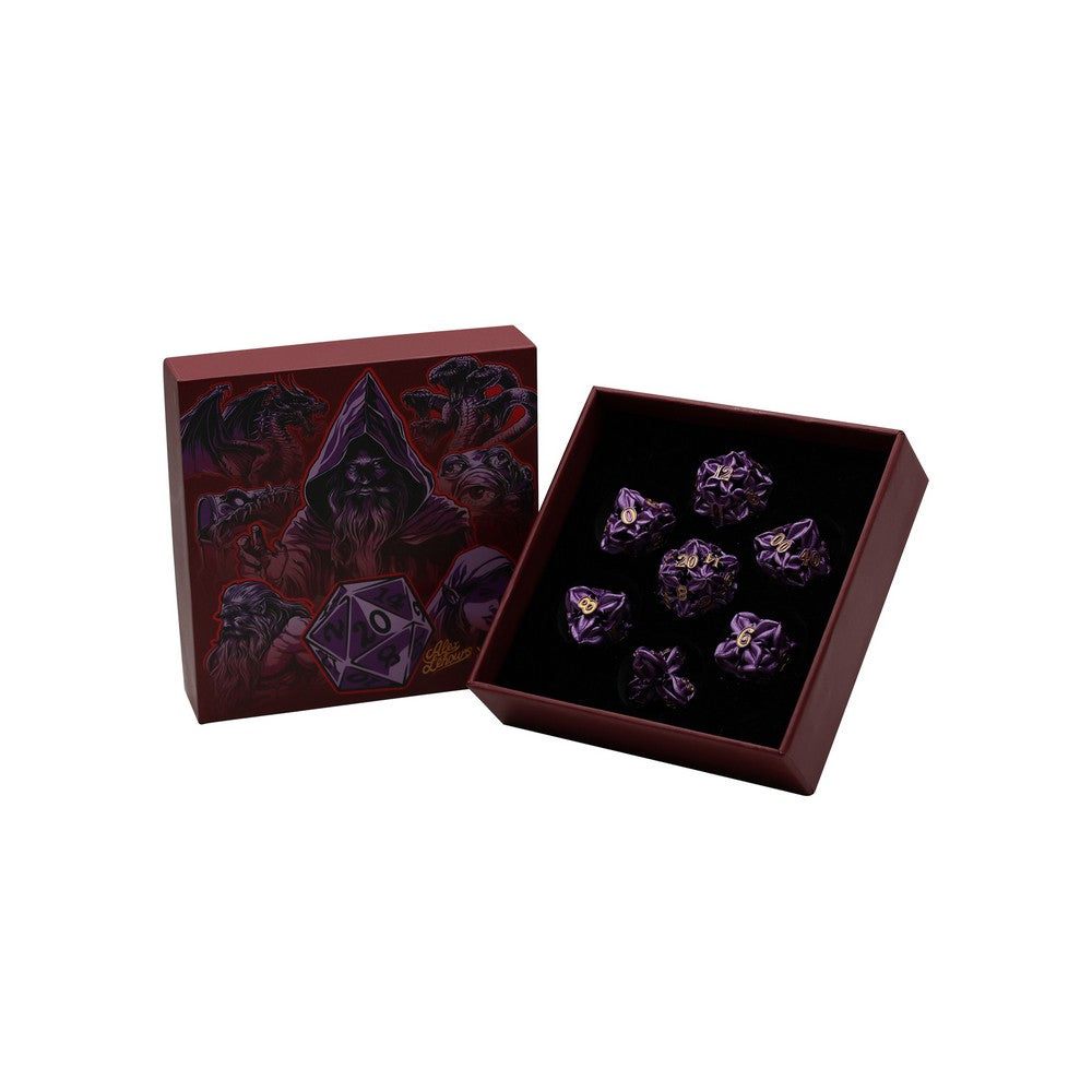 LPG Dice Metal RPG Set Leaf Purple/Gold