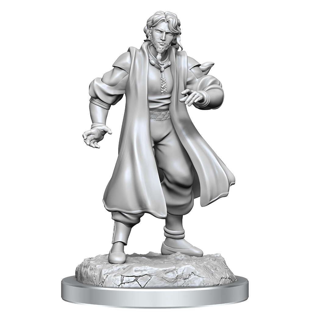 Critical Role Unpainted Miniatures Male Human Sorcerer Merchant & Tiger Demon