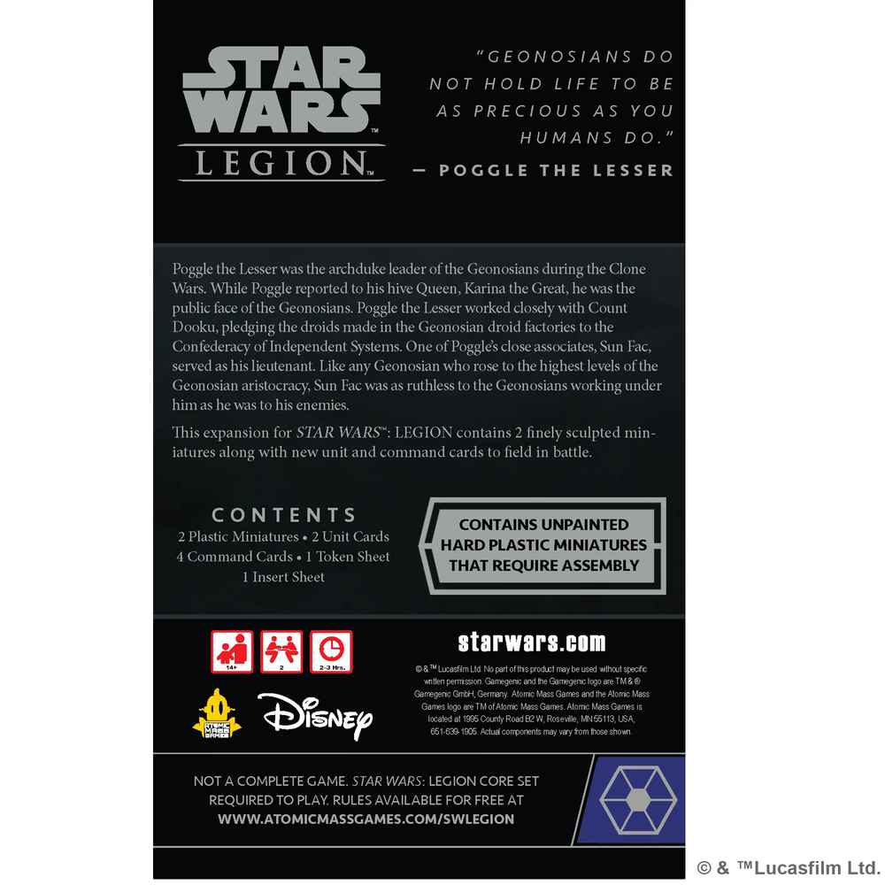 Star Wars: Legion – Sun Fac & Poogle the Lesser Commander Expansion