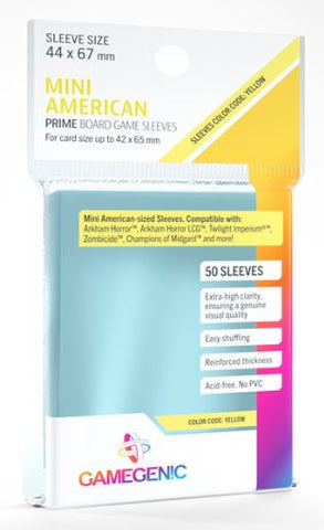 Gamegenic Prime Board Game Sleeves -Mini American-Sized (44mm x 67mm) (50 Sleeves Per Pack)